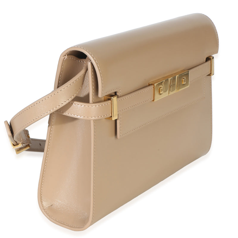 Saint Laurent Beige Calfskin Small Manhattan Shoulder Bag Leather Handbag