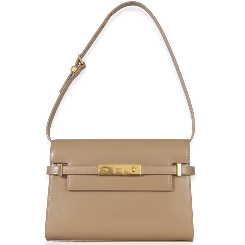 Saint Laurent Beige Calfskin Small Manhattan Shoulder Bag Leather Handbag