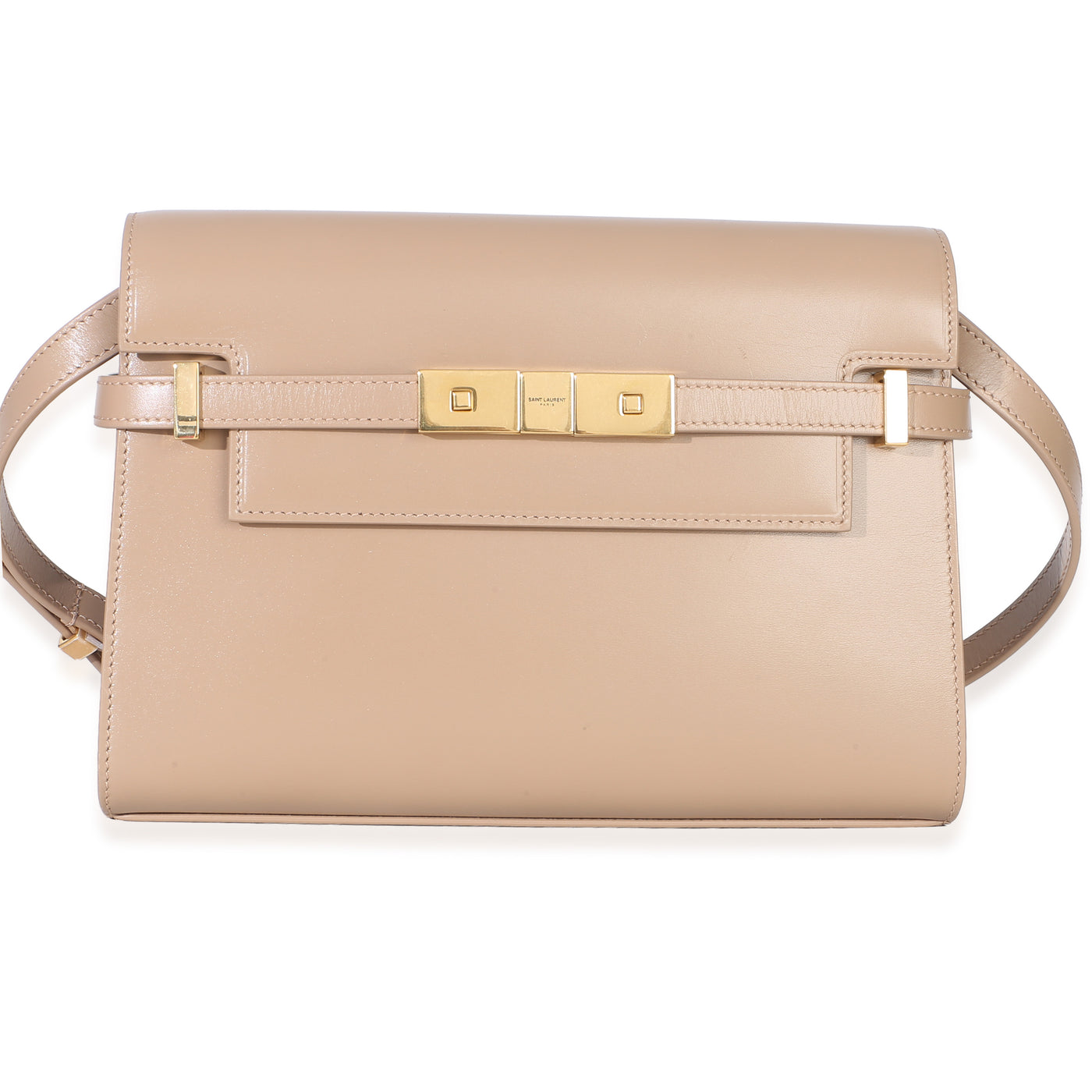 Saint Laurent Beige Calfskin Small Manhattan Shoulder Bag Leather Handbag