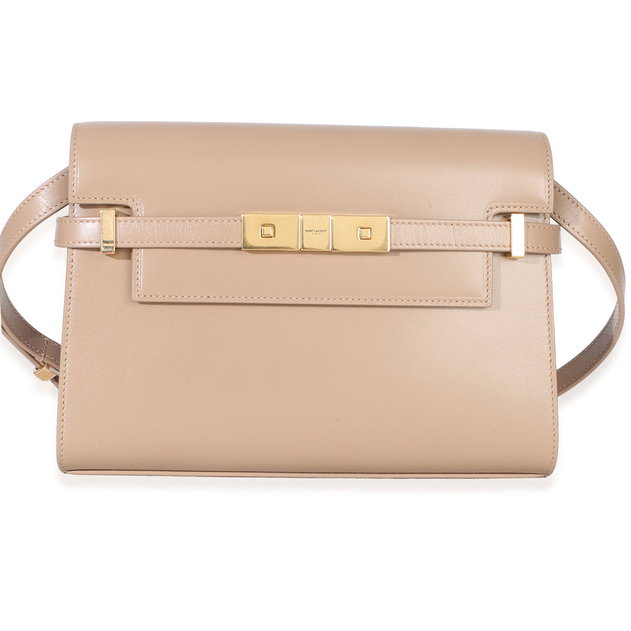 Saint Laurent Beige Calfskin Small Manhattan Shoulder Bag Leather Handbag