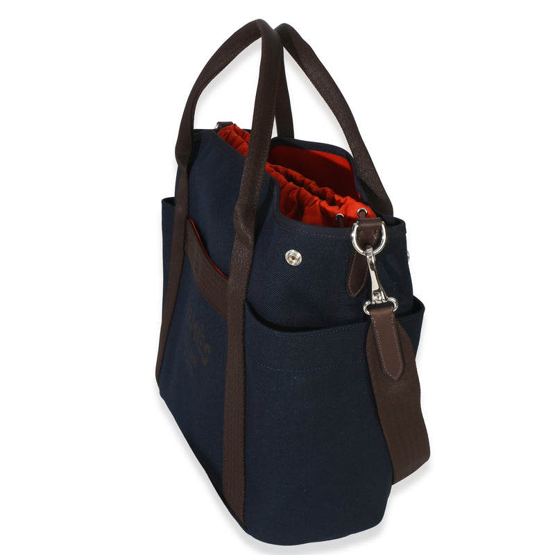 Hermès Bleu Navy Feu Canvas The Grooming Bag Blue Handbag