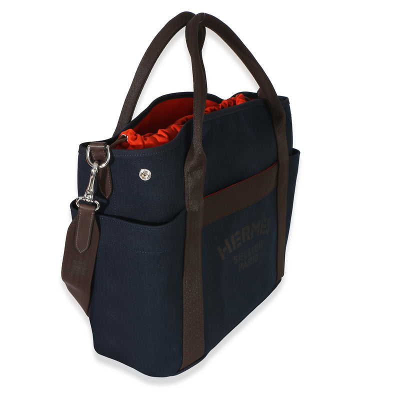 Hermès Bleu Navy Feu Canvas The Grooming Bag Blue Handbag
