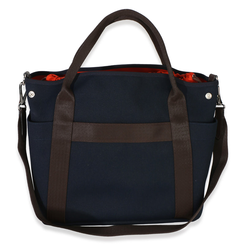Hermès Bleu Navy Feu Canvas The Grooming Bag Blue Handbag