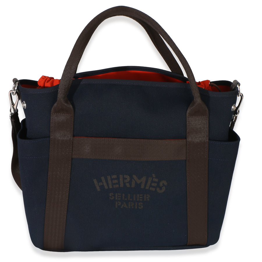 Hermès Bleu Navy Feu Canvas The Grooming Bag Blue Handbag
