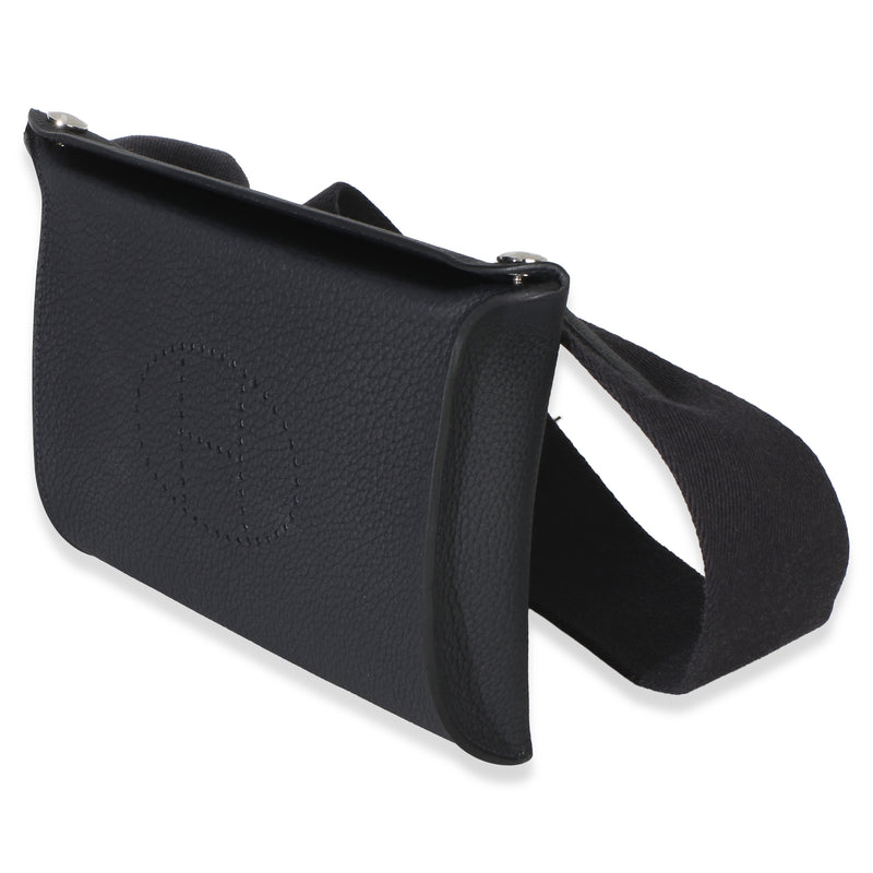 Hermès Caban Togo Videpoches Bag Phw Black; Blue Leather Handbag