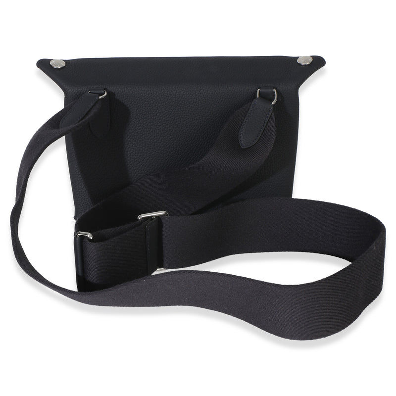Hermès Caban Togo Videpoches Bag Phw Black; Blue Leather Handbag