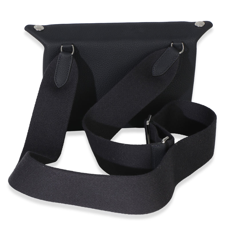 Hermès Caban Togo Videpoches Bag Phw Black; Blue Leather Handbag
