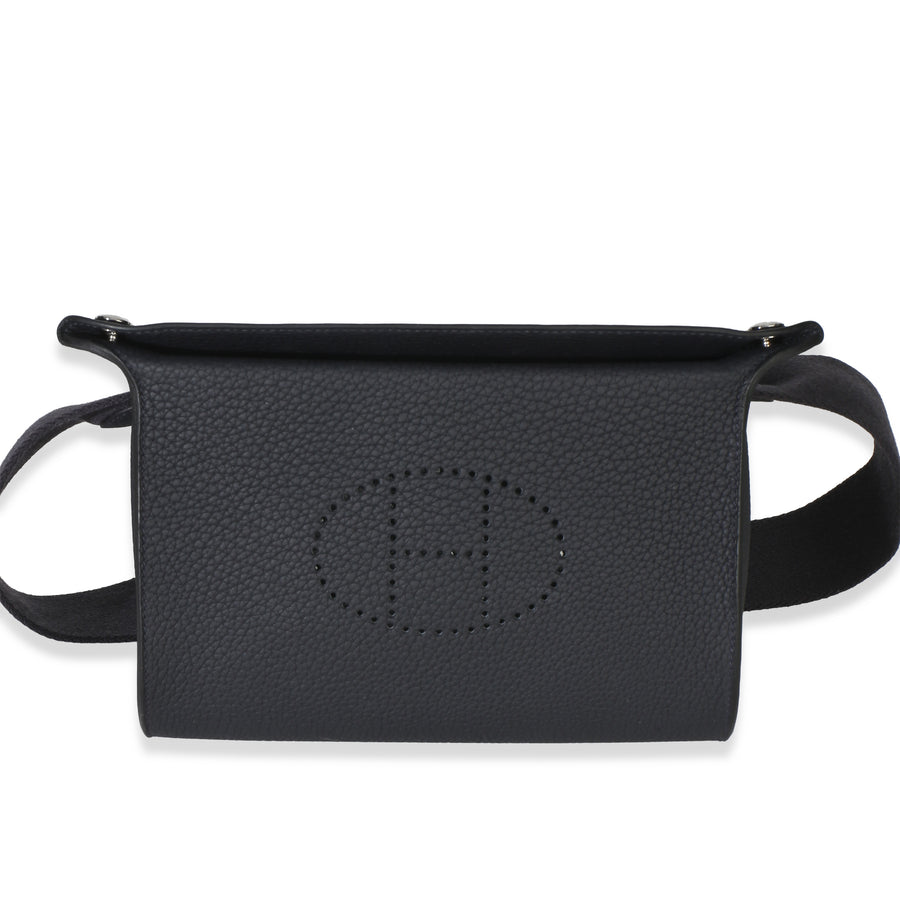 Hermès Caban Togo Videpoches Bag Phw Black; Blue Leather Handbag