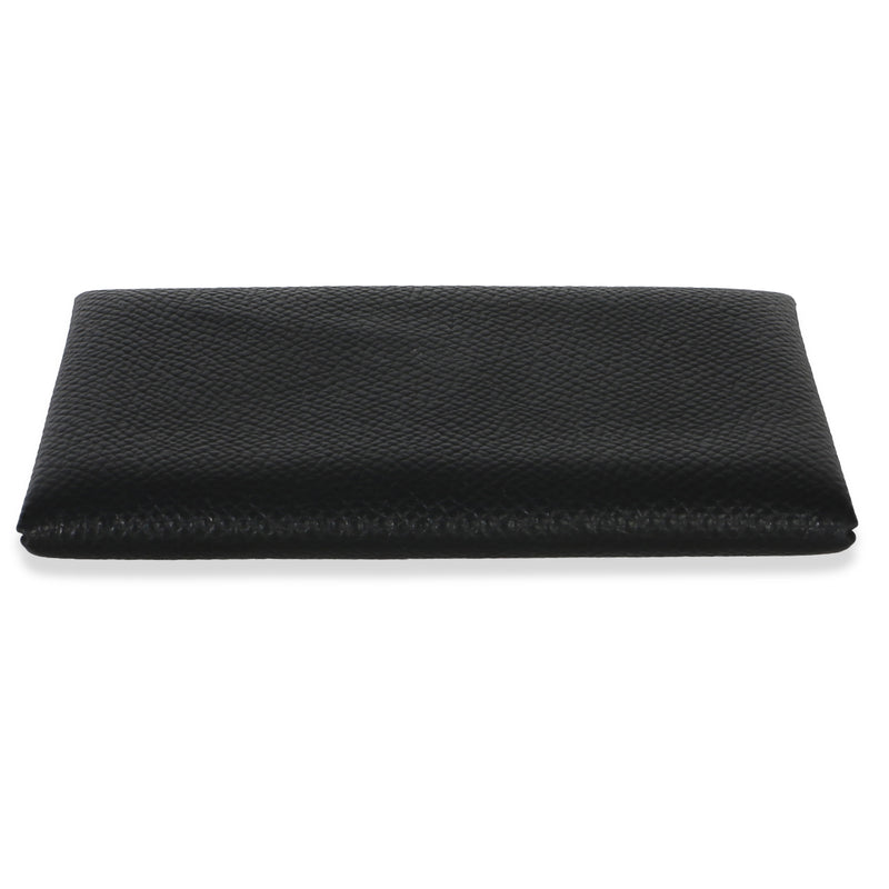 Hermès Black Epsom Calvi Card Holder Leather Wallet