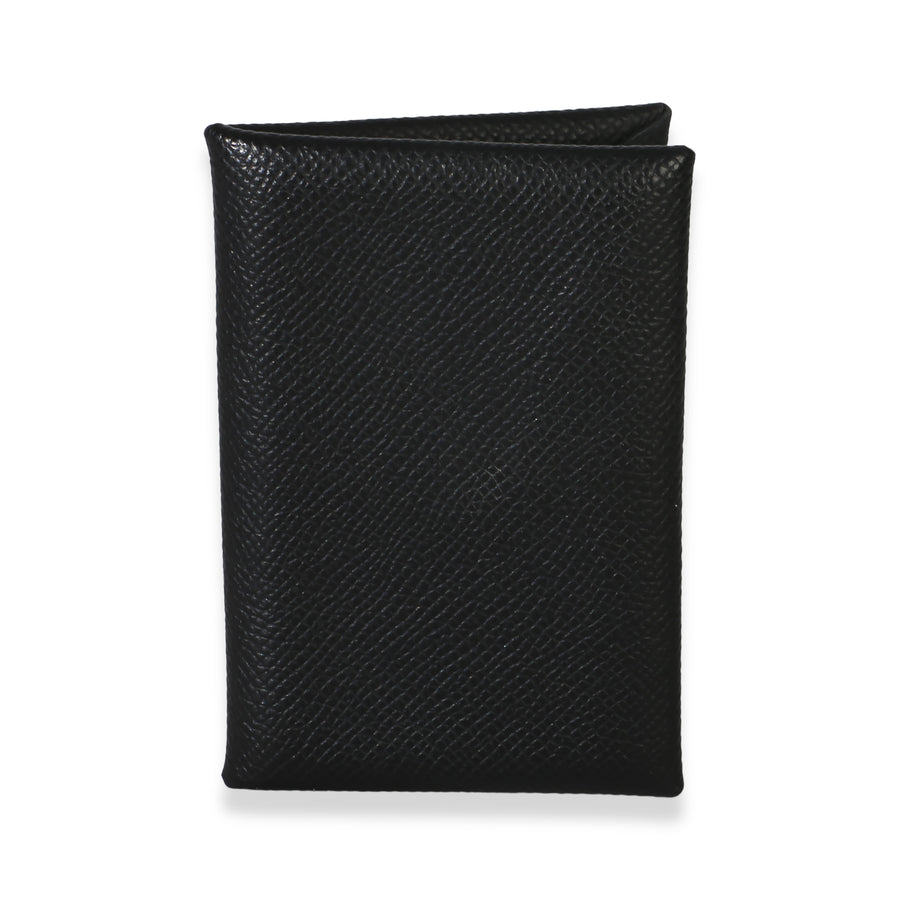 Hermès Black Epsom Calvi Card Holder Leather Wallet