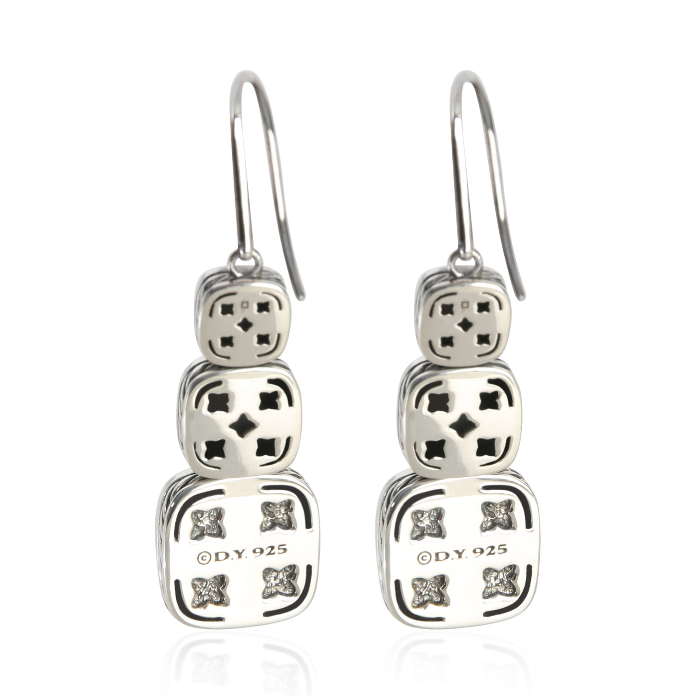 David Yurman Sterling Silver Topaz And Diamond Chiclet Earrings 925
