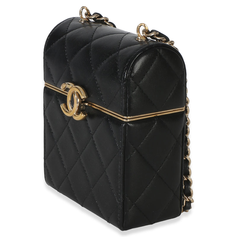 Chanel Black Quilted Lambskin Small Box With Chain Bag Leather Handbag