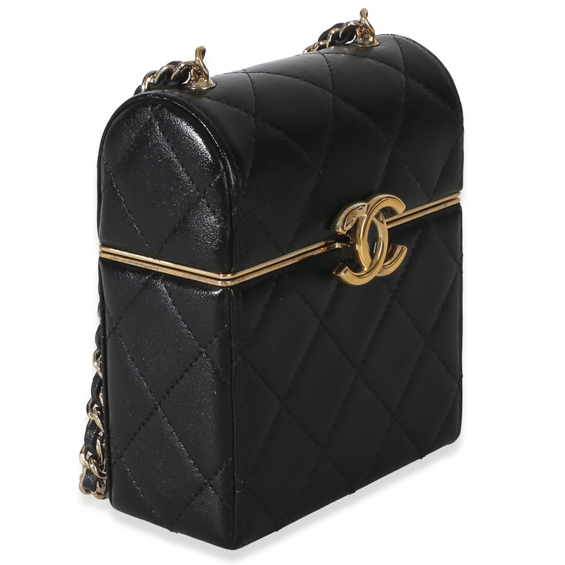 Chanel Black Quilted Lambskin Small Box With Chain Bag Leather Handbag