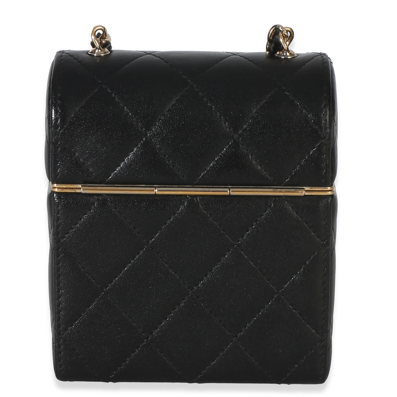 Chanel Black Quilted Lambskin Small Box With Chain Bag Leather Handbag