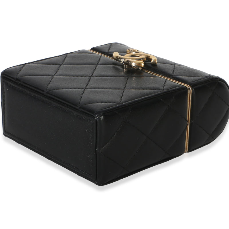 Chanel Black Quilted Lambskin Small Box With Chain Bag Leather Handbag