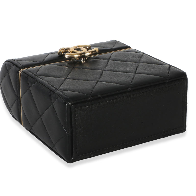 Chanel Black Quilted Lambskin Small Box With Chain Bag Leather Handbag