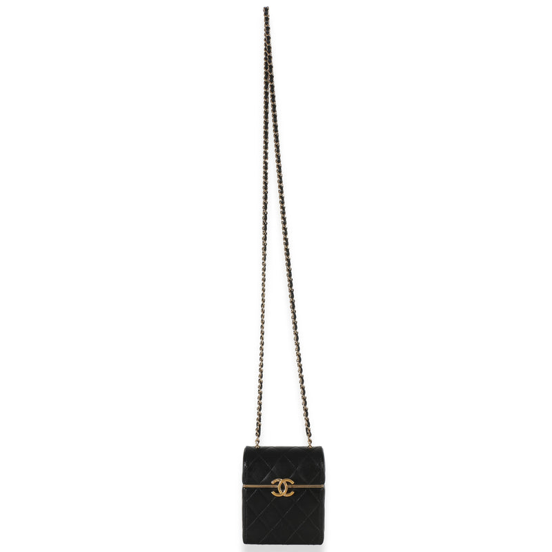 Chanel Black Quilted Lambskin Small Box With Chain Bag Leather Handbag
