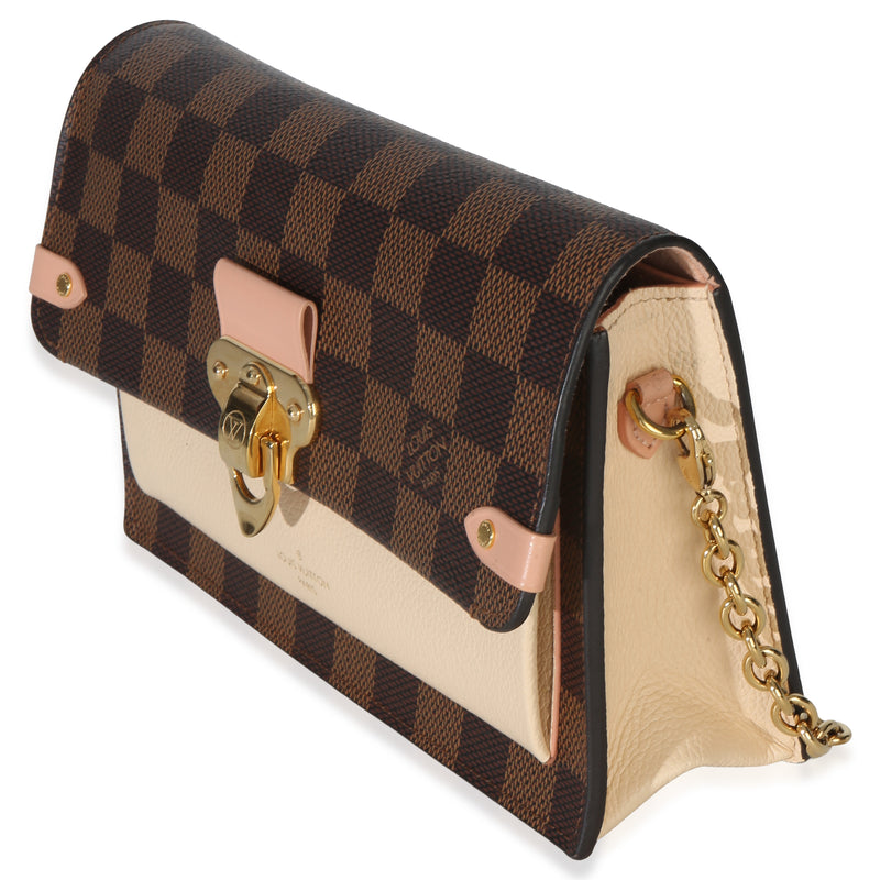 Louis Vuitton Creme Damier Ebene Canvas Vavin Chain Wallet Brown Handbag
