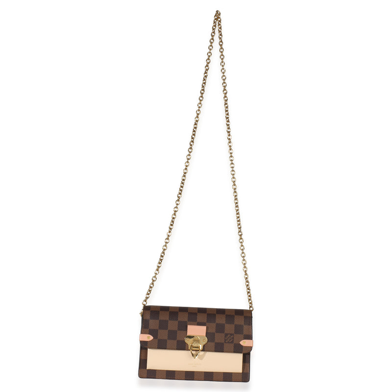 Louis Vuitton Creme Damier Ebene Canvas Vavin Chain Wallet Brown Handbag