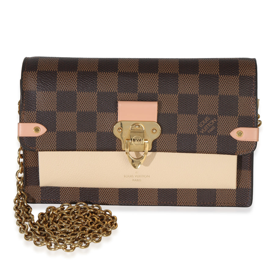 Louis Vuitton Creme Damier Ebene Canvas Vavin Chain Wallet Brown Handbag