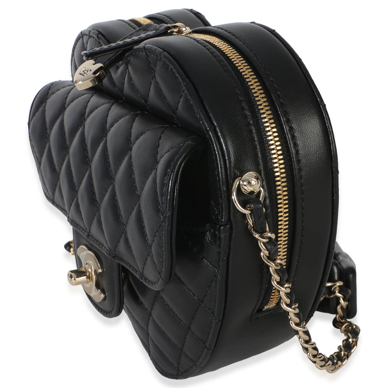 Chanel Black Quilted Lambskin Cc Love Heart Bag Leather Handbag