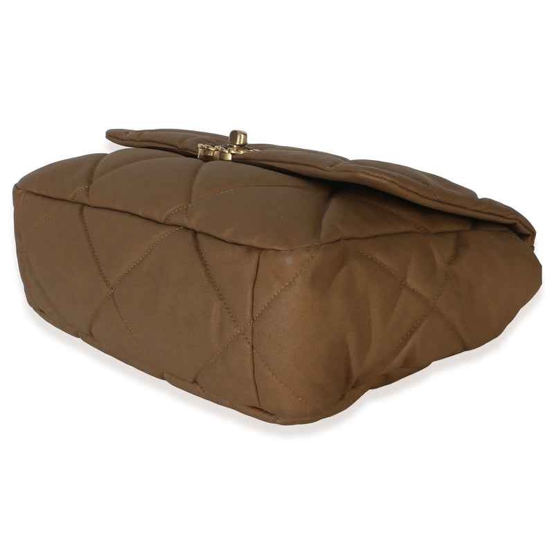Chanel Brown Quilted Canvas Large 19 Flap Bag Other Fabric Handbag