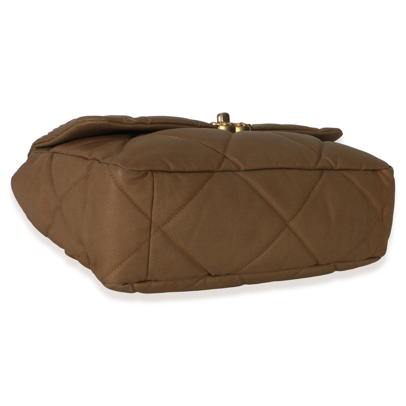 Chanel Brown Quilted Canvas Large 19 Flap Bag Other Fabric Handbag