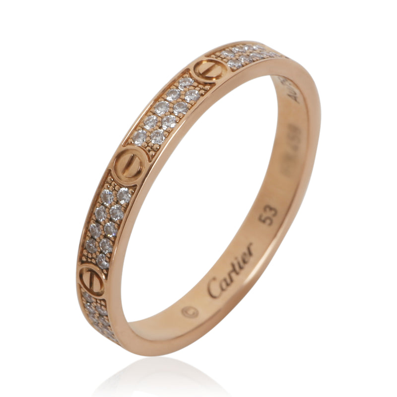 Cartier Rose Gold Diamond Mini Model Love Ring 18k