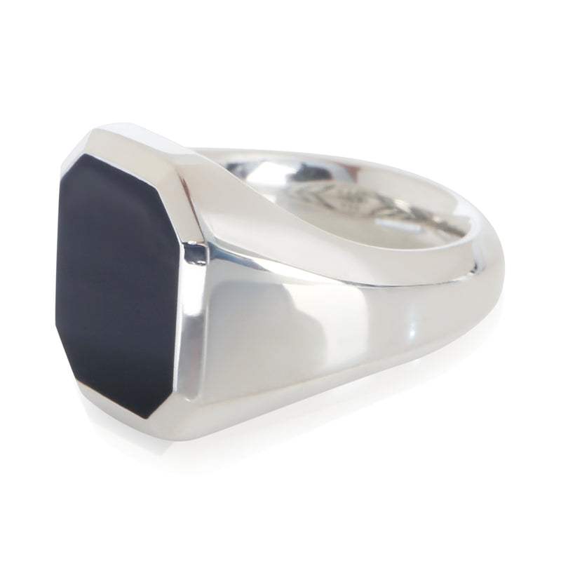 David Yurman Sterling Silver Onyx Streamline Signet Ring 925