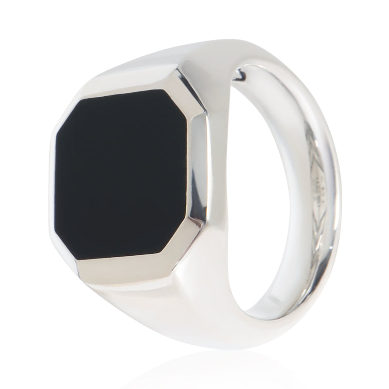 David Yurman Sterling Silver Onyx Streamline Signet Ring 925