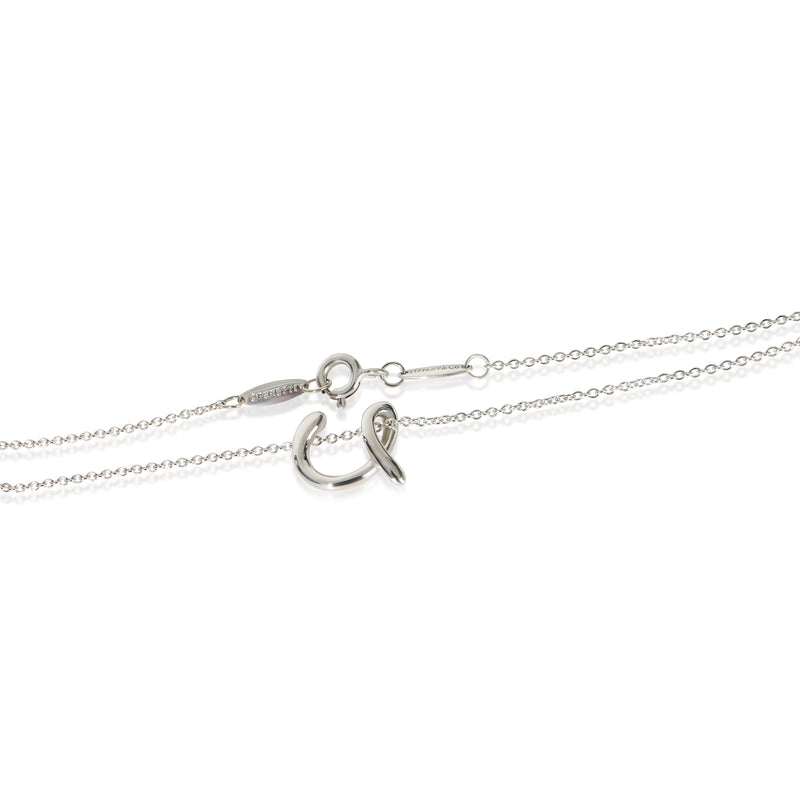 Tiffany & Co. Sterling Silver Diamond Elsa Peretti Alphabet Initial C Pendant 925