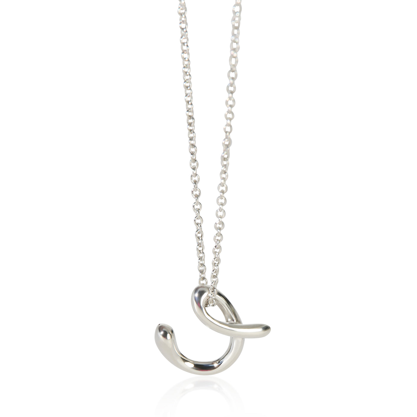 Tiffany & Co. Sterling Silver Diamond Elsa Peretti Alphabet Initial C Pendant 925