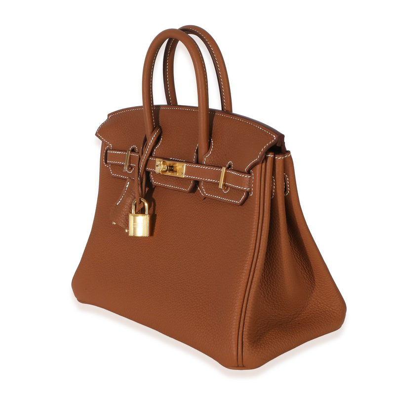 Hermès Gold Togo Birkin 25 Ghw Brown Leather Handbag