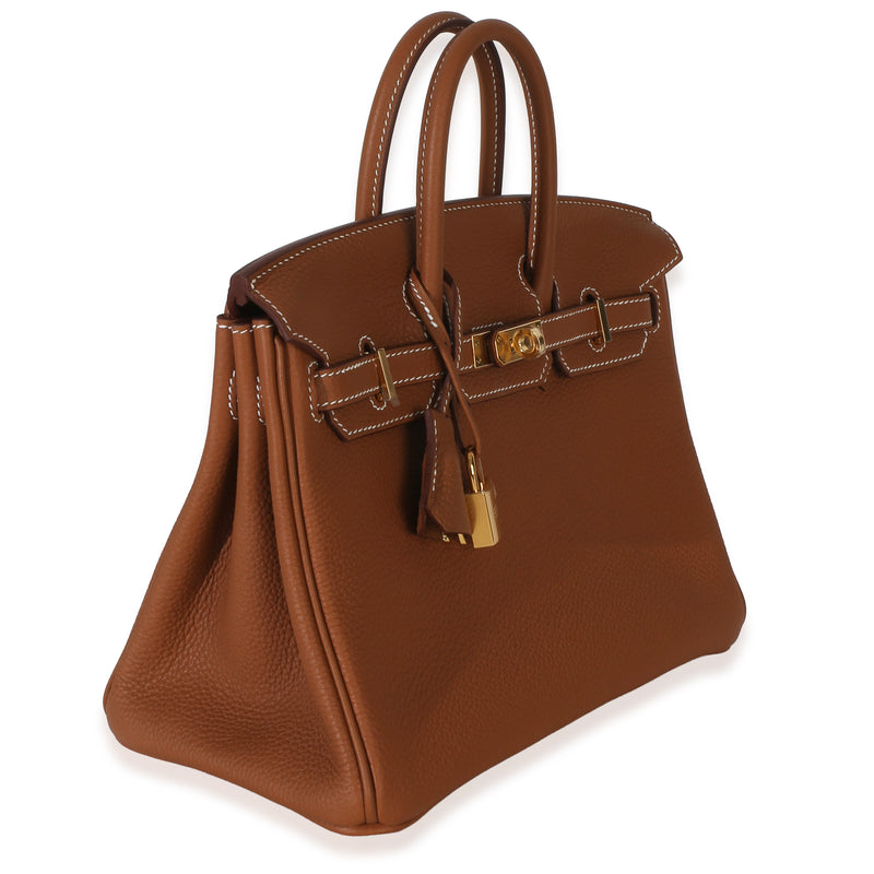 Hermès Gold Togo Birkin 25 Ghw Brown Leather Handbag