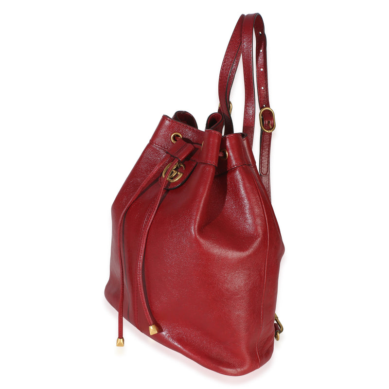 Gucci Red Piuma Lux Energy Medium Re(belle) Bucket Backpack Leather Handbag