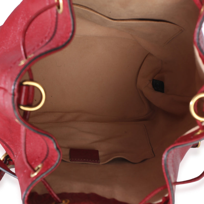 Gucci Red Piuma Lux Energy Medium Re(belle) Bucket Backpack Leather Handbag