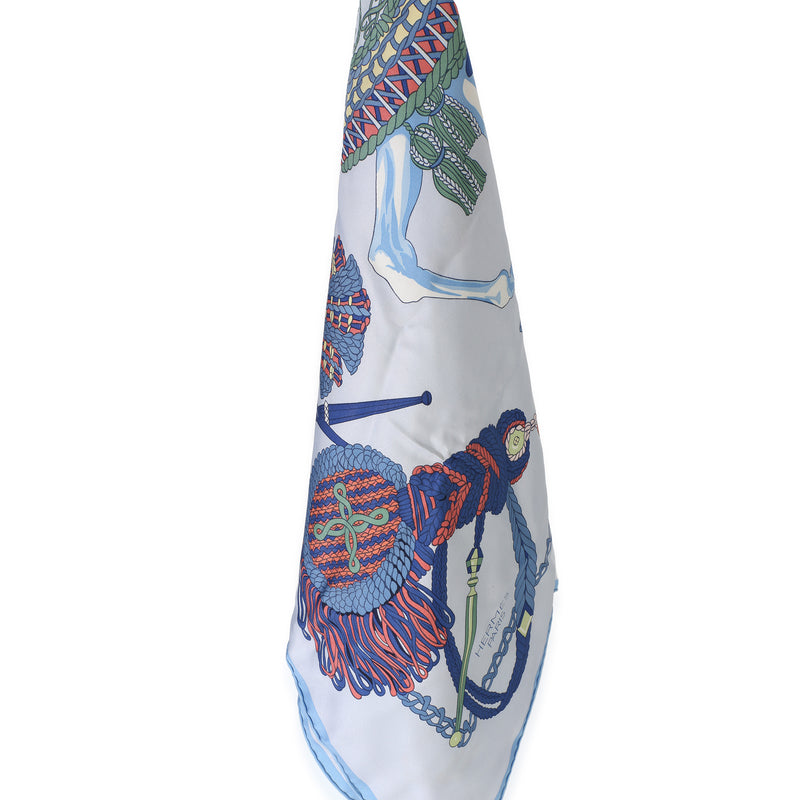 Hermès Bleu Ciel Silk Le Timbalier Scarf 90 Blue Scarves/wraps