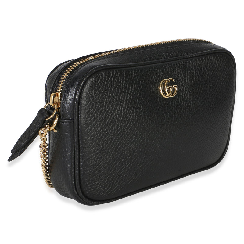 Gucci Black Dollar Calfskin Super Mini Gg Marmont Chain Shoulder Bag Leather Handbag