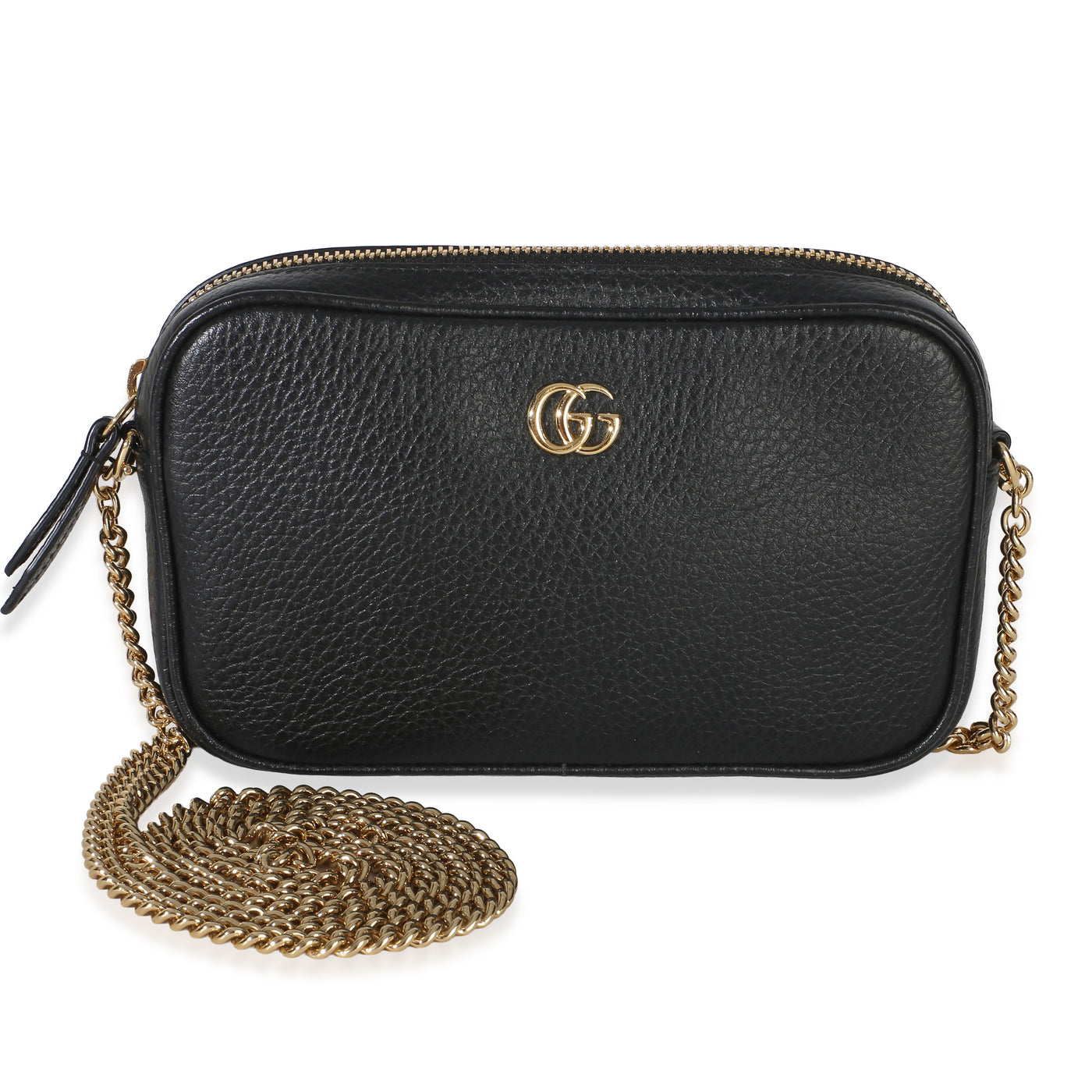 Gucci Black Dollar Calfskin Super Mini Gg Marmont Chain Shoulder Bag Leather Handbag