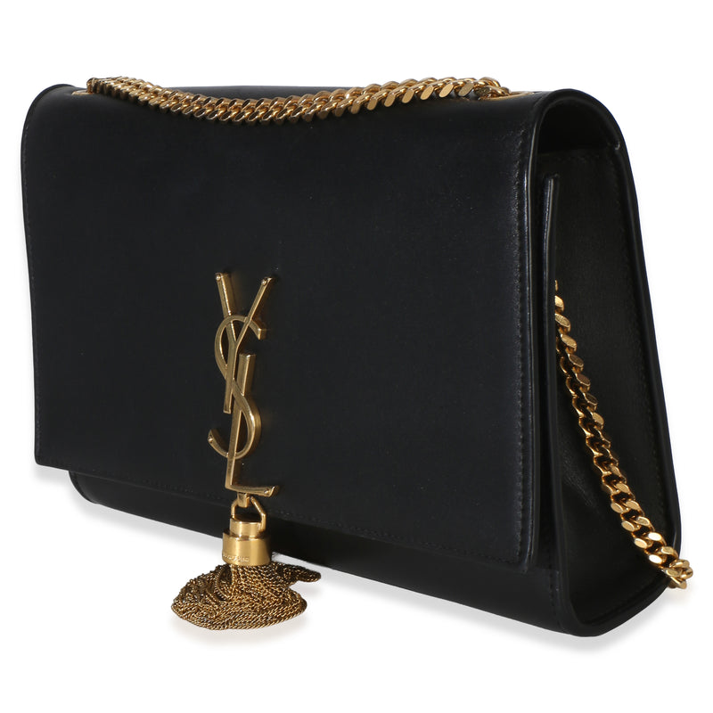 Saint Laurent Black Grain De Poudre Medium Kate Tassel Leather Handbag
