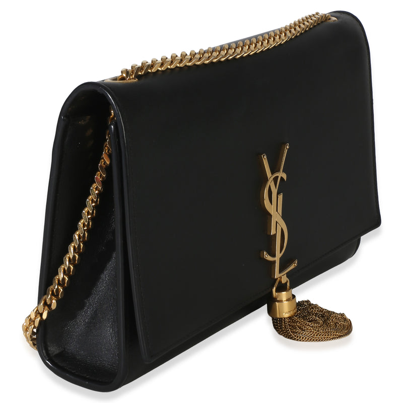 Saint Laurent Black Grain De Poudre Medium Kate Tassel Leather Handbag