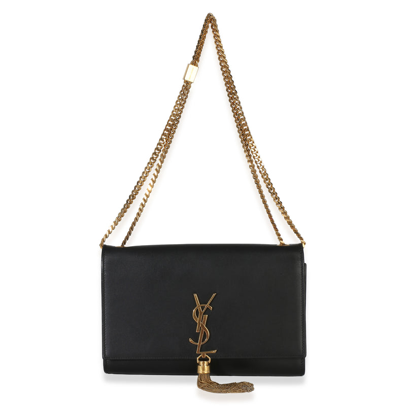Saint Laurent Black Grain De Poudre Medium Kate Tassel Leather Handbag