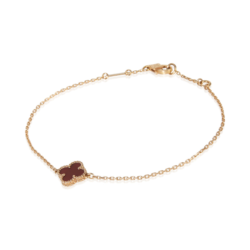 Van Cleef & Arpels Rose Gold Carnelian Sweet Alhambra Bracelet 18k