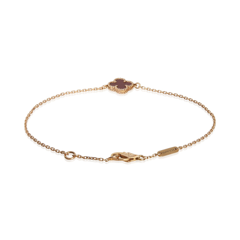 Van Cleef & Arpels Rose Gold Carnelian Sweet Alhambra Bracelet 18k