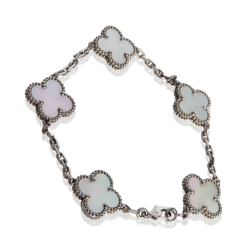 Van Cleef & Arpels White Gold Mother Of Pearl Vintage Alhambra Bracelet 18k