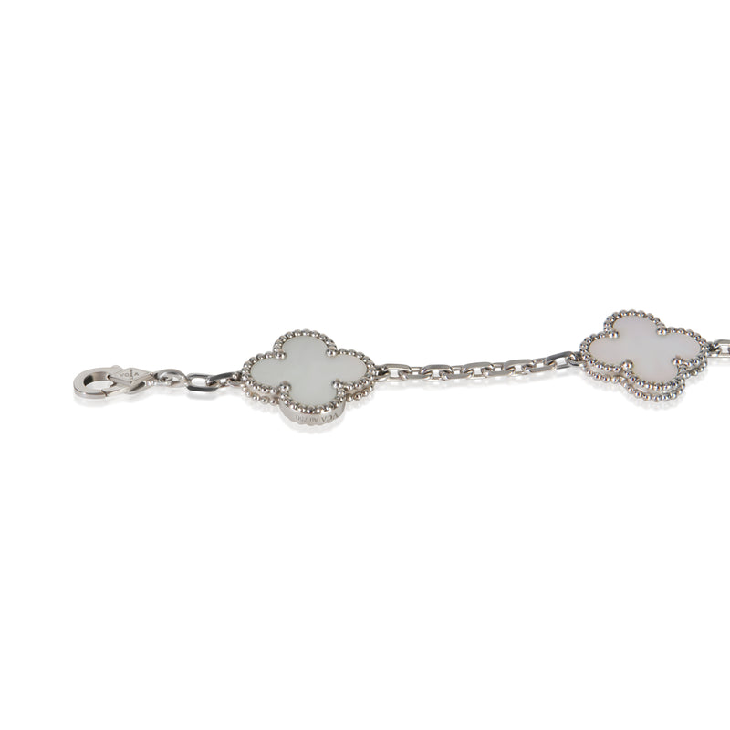 Van Cleef & Arpels White Gold Mother Of Pearl Vintage Alhambra Bracelet 18k