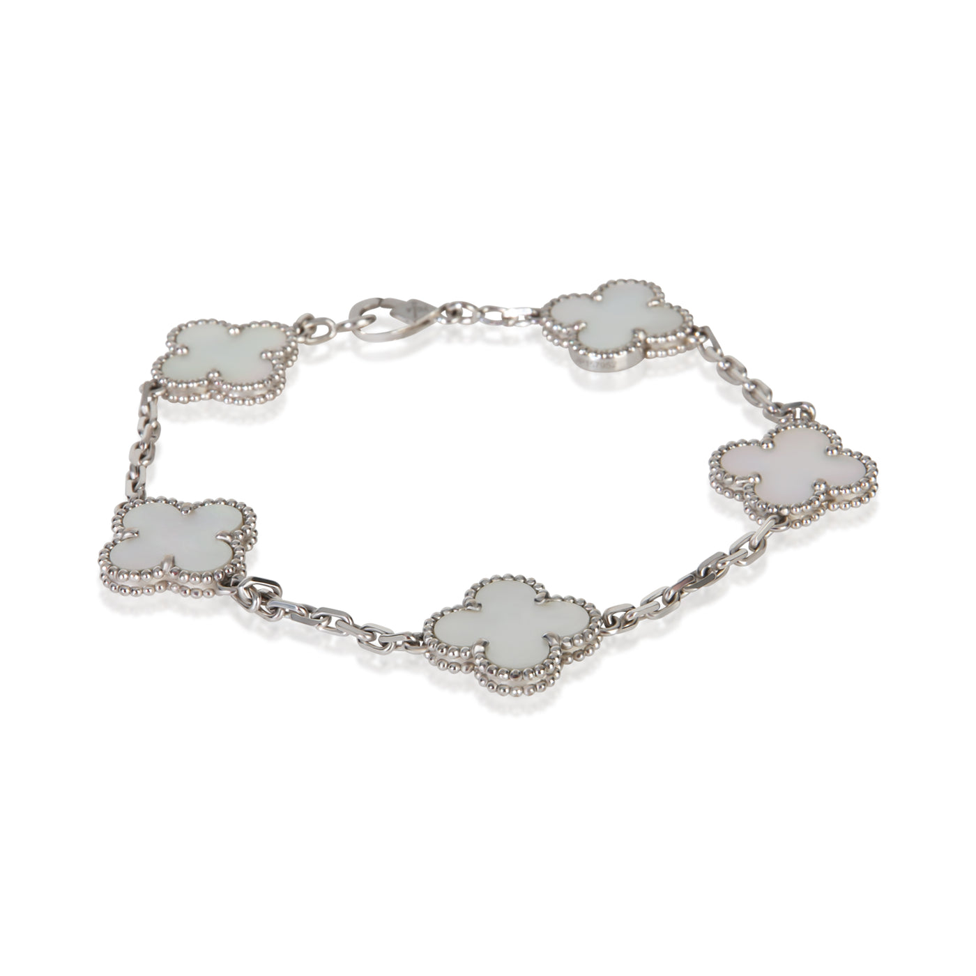 Van Cleef & Arpels White Gold Mother Of Pearl Vintage Alhambra Bracelet 18k