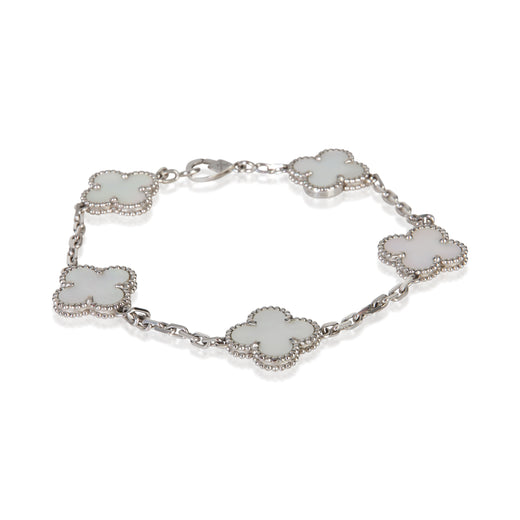 Van Cleef & Arpels White Gold Mother Of Pearl Vintage Alhambra Bracelet 18k