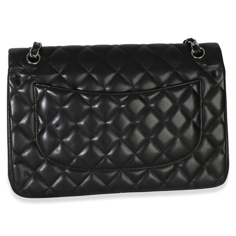 Chanel Black Quilted Lambskin Jumbo Double Flap Bag Leather Handbag