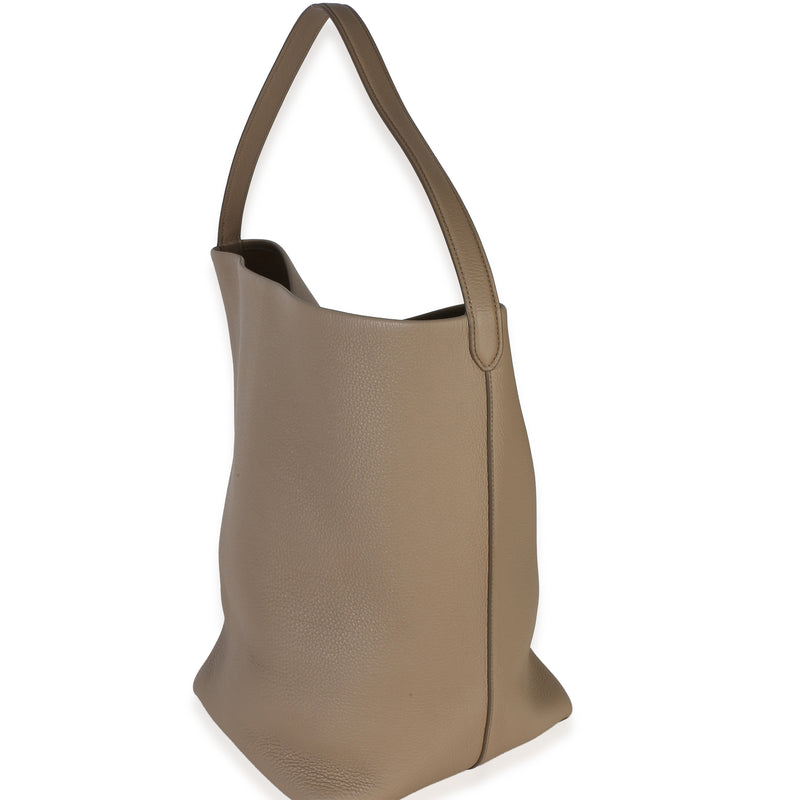 The Row Dark Taupe Grained Calfskin Large N-S Park Tote Gray; Neutral Leather Handbag